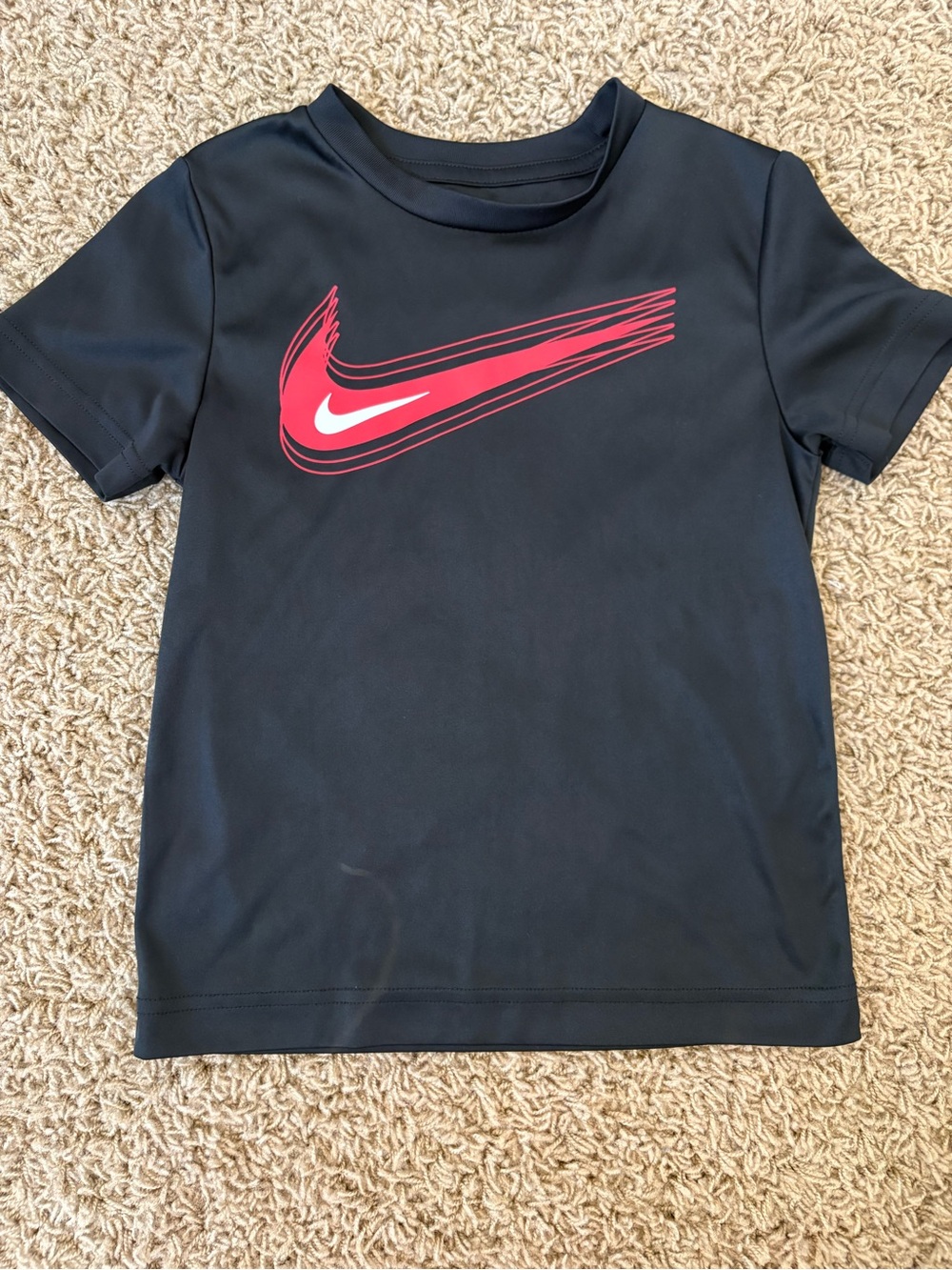 Nike Black Short-Sleeve Tee with Red Swoosh Graphic